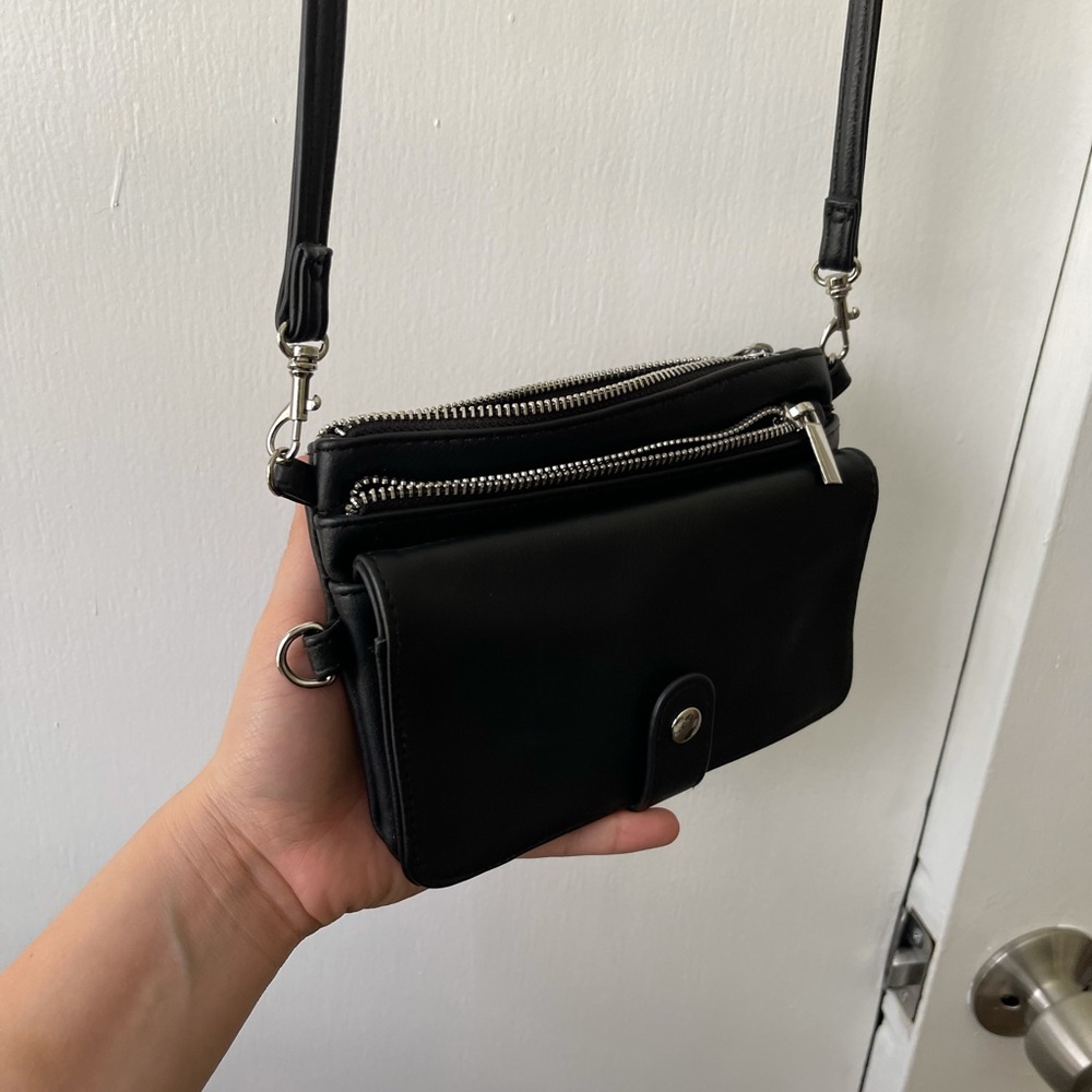 Faux Leather Black Satchel